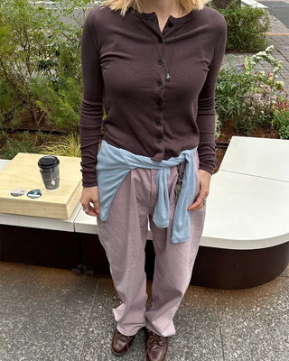 Cotton pants with back flap pockets