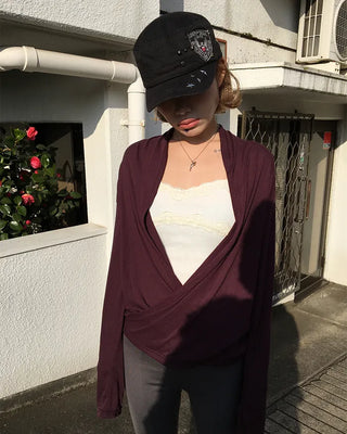 Drape Surplice Long Sleeve Top