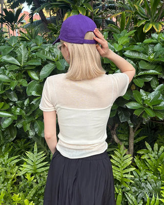 See-through slim half T-shirt