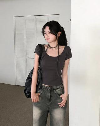 Back pocket denim pants