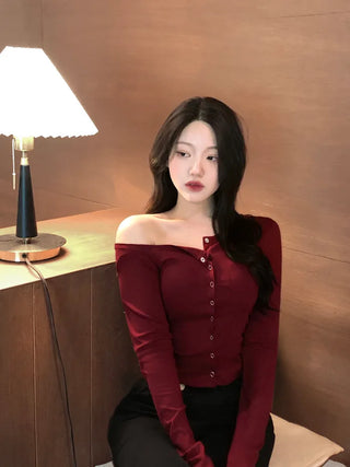 One-shoulder shirred T-shirt
