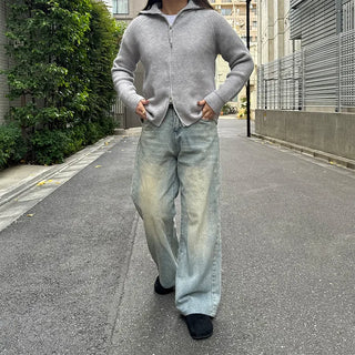 Ribbed zip-up cardigan