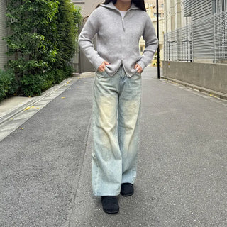 Ribbed zip-up cardigan
