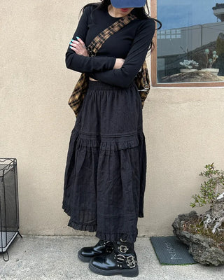 Lace frill maxi skirt