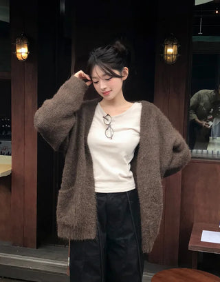 Angora V-neck cardigan