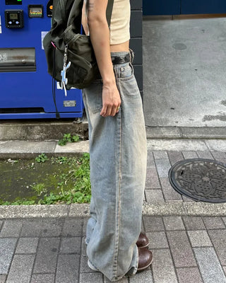 Maddie Beard Wash Wide Jeans