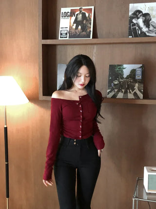 One-shoulder shirred T-shirt