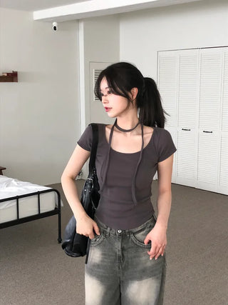 Back pocket denim pants