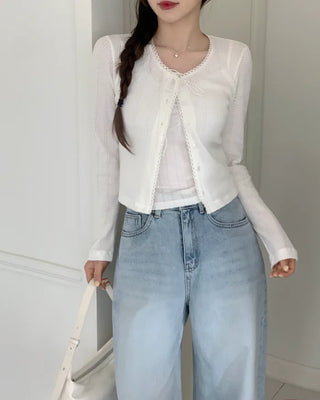 Cotton ribbon lace sleeveless top