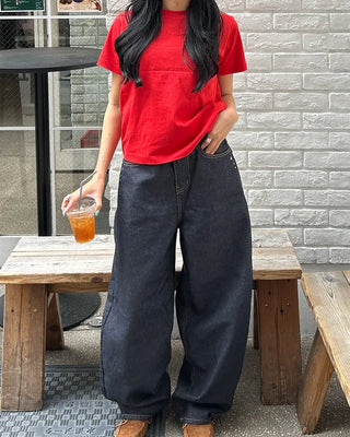 Round neck simple cotton half T-shirt