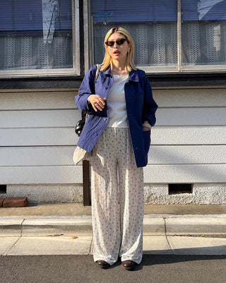 Flower Rib Easy Pants