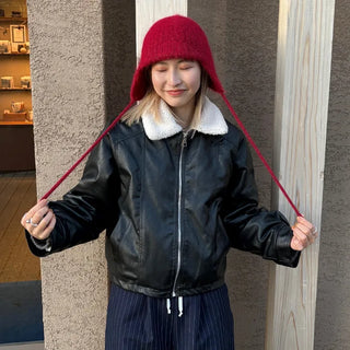 Knitted strap earmuff beanie
