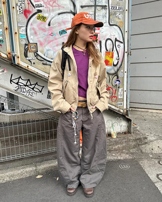 Stand-neck flap double-zip blouson