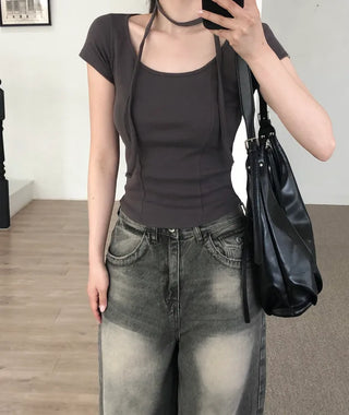 Back pocket denim pants
