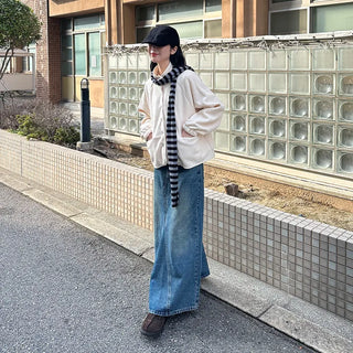 Maxi Slit Denim Long Skirt