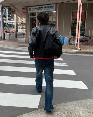2-way rivet leather jacket
