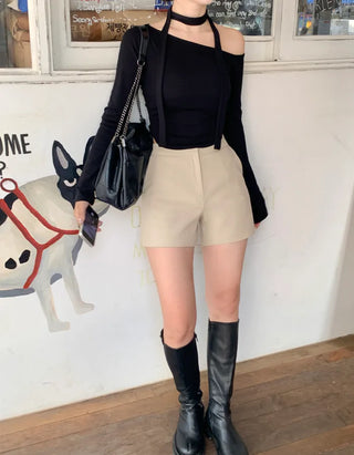 [Scarf Set] Asymmetrical Scarf Set with T-Shirt (5 colors)