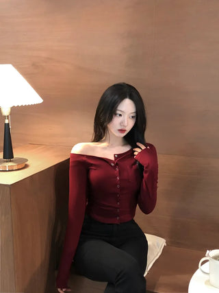 One-shoulder shirred T-shirt