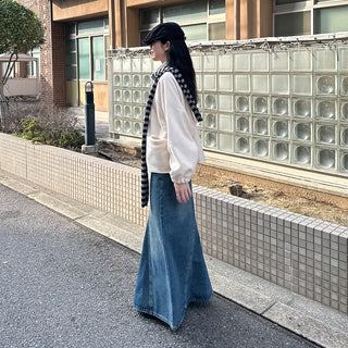 Maxi Slit Denim Long Skirt