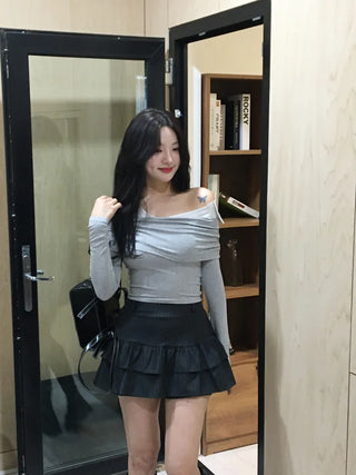 Striped frill skort