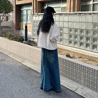 Maxi Slit Denim Long Skirt