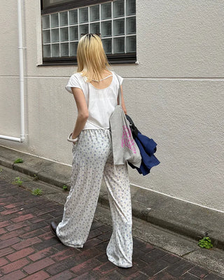 French Sleeve Open Back Wrinkle Blouse