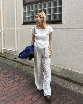 French Sleeve Open Back Wrinkle Blouse