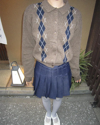Colorful Argyle Knit Cardigan