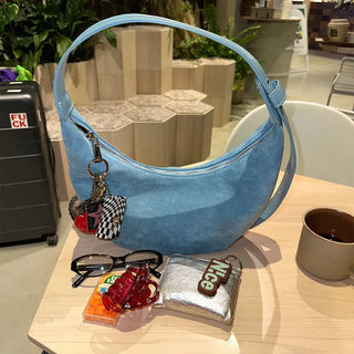 Suede Moon Belt Shoulder Bag