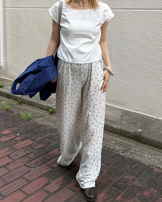 Flower Rib Easy Pants