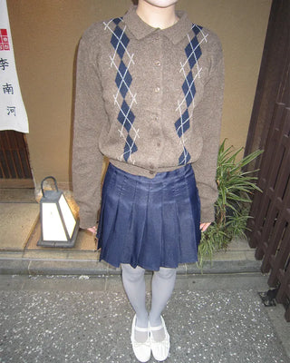 Colorful Argyle Knit Cardigan