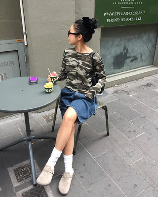 [4th Re-release] (ORIGINAL) Lettering Camo Long Sleeve T-Shirt