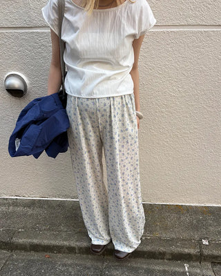Flower Rib Easy Pants