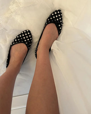 Polka dot almond toe pumps