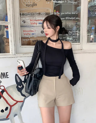 [Scarf Set] Asymmetrical Scarf Set with T-Shirt (5 colors)