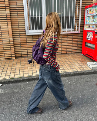 Natural Wash Rib Wide Denim Pants