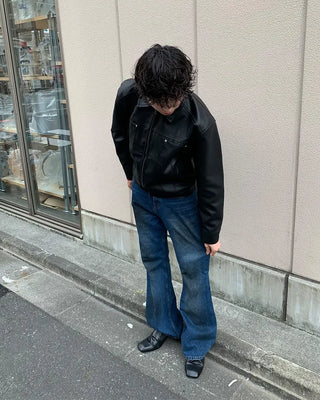 2-way rivet leather jacket