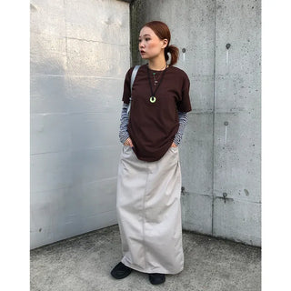 Striped U-neck long-sleeve T-shirt