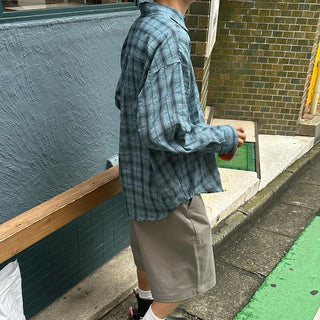 Pleated cotton shorts