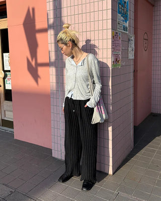 Pinstripe Linen Viscose Easy Pants