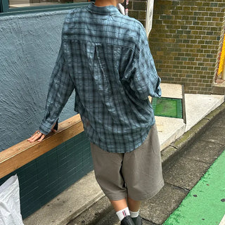 Pleated cotton shorts