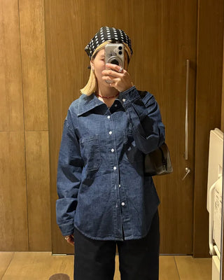 Double bust button pocket denim shirt