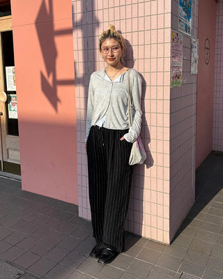 Pinstripe Linen Viscose Easy Pants