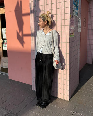 Pinstripe Linen Viscose Easy Pants