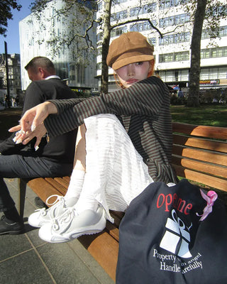 Frilled border turtleneck T-shirt