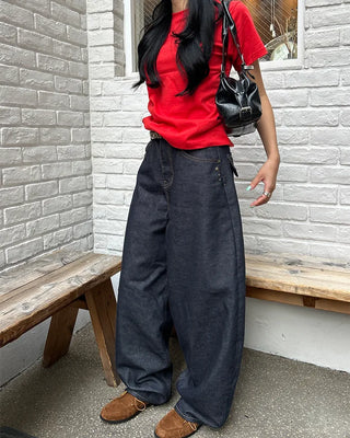 Round neck simple cotton half T-shirt