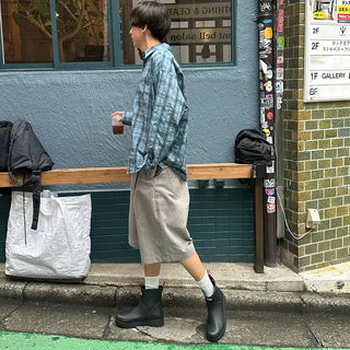 Pleated cotton shorts