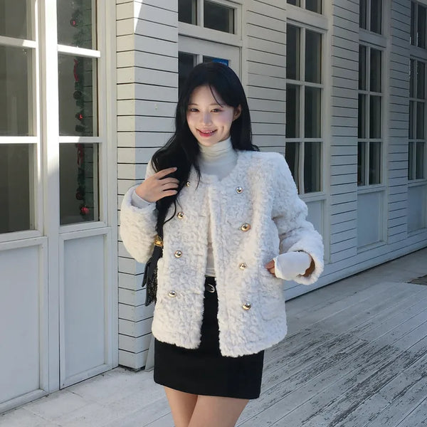 Boa tweed button jacket