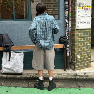 Pleated cotton shorts