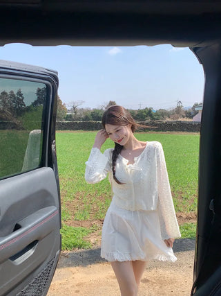 [Adjustable Straps] Lace Ribbon Camisole Dress
